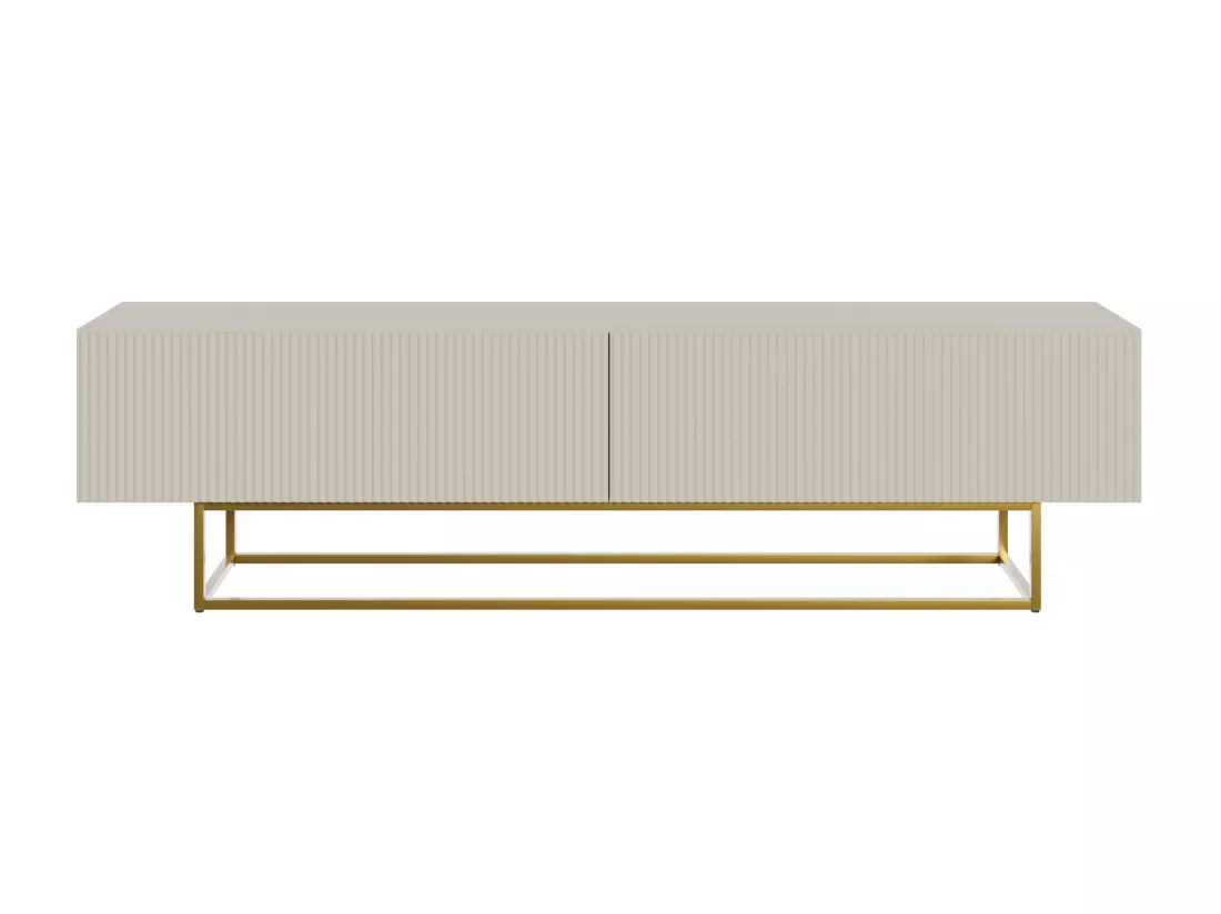 Meuble TV - 175 cm - taupe (gris-beige) sur pieds dorés - VELDIO