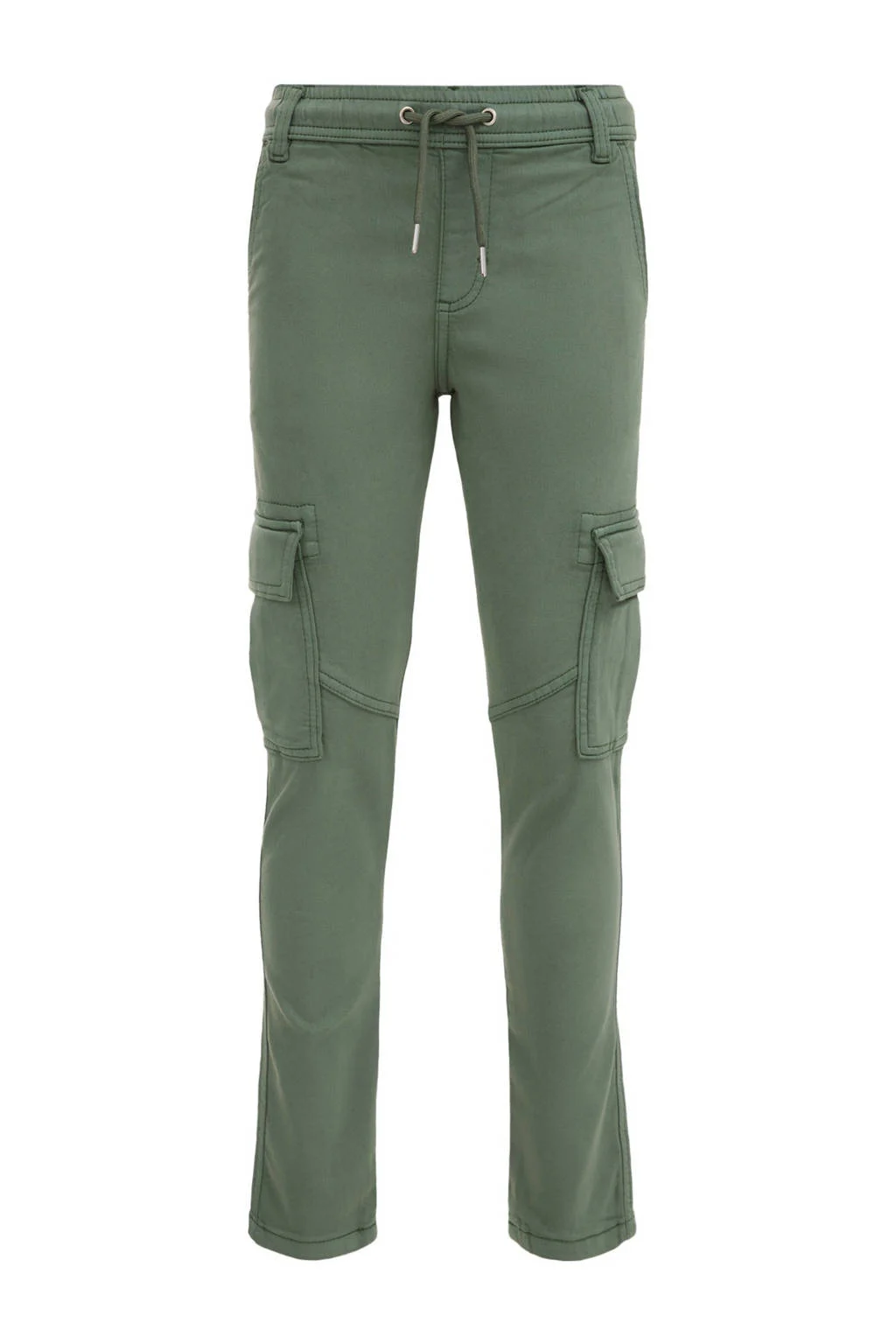 WE Fashion geruite slim fit cargobroek olijf groen