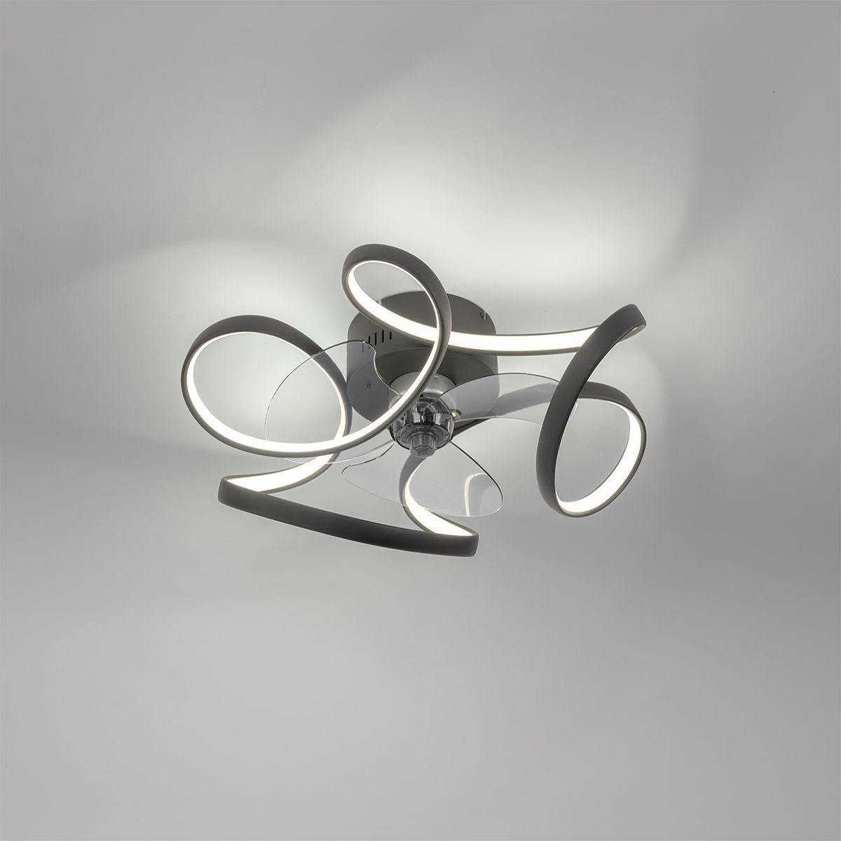 Plafondventilator zwart 55cm incl. LED dimbaar met afstandsbediening - Mandy