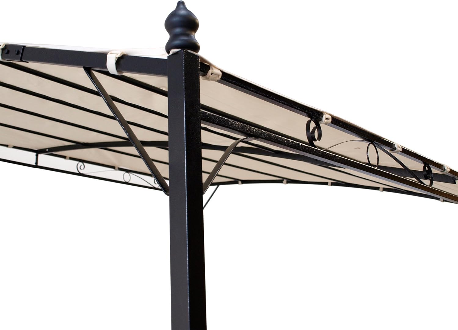 DEGAMO Anbaupavillon Mantova 300x250cm, Stahlgestell schwarz + Dach wasserdicht Ecru