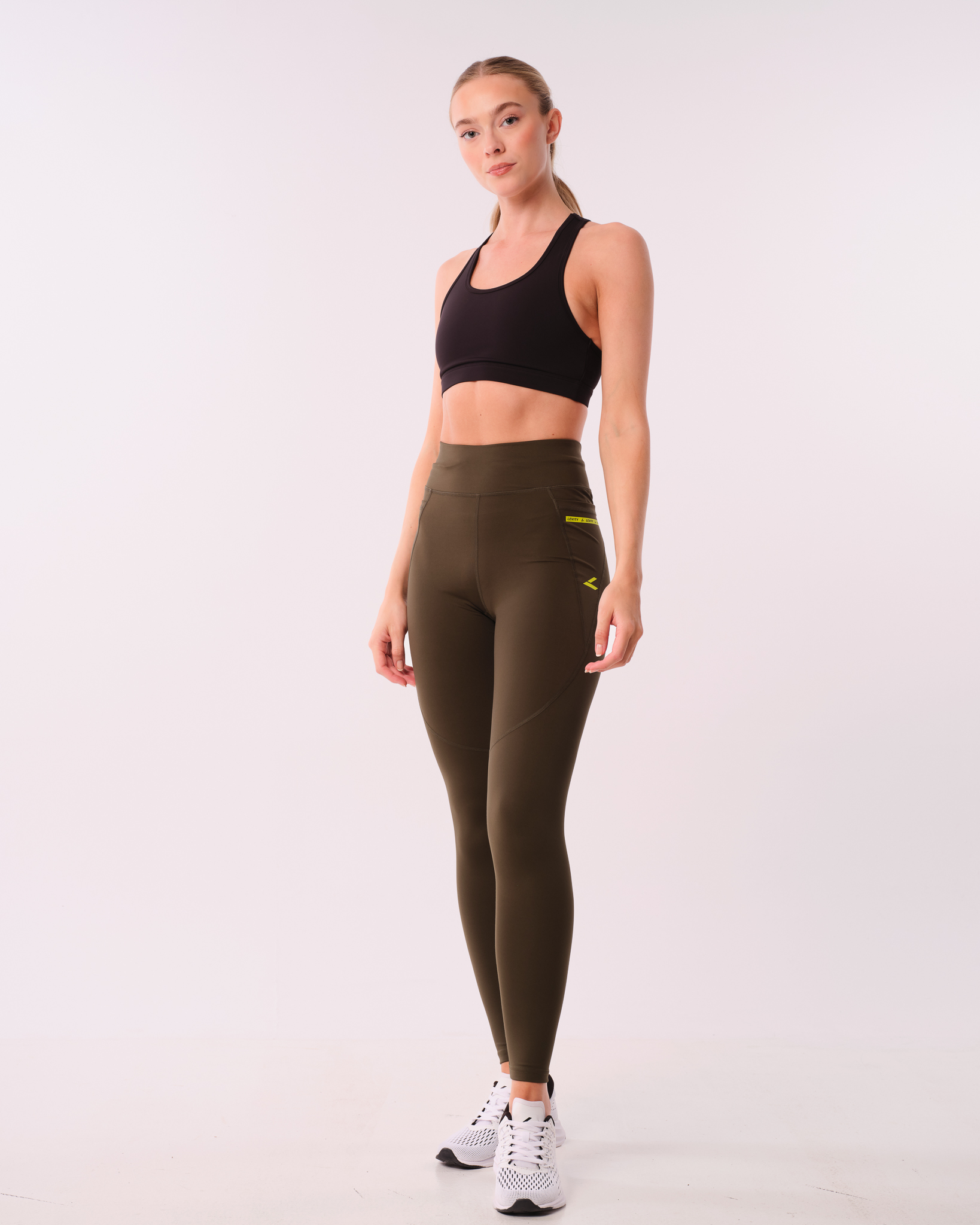 LEVITY Conquer Running Pocket Tights Green Forest