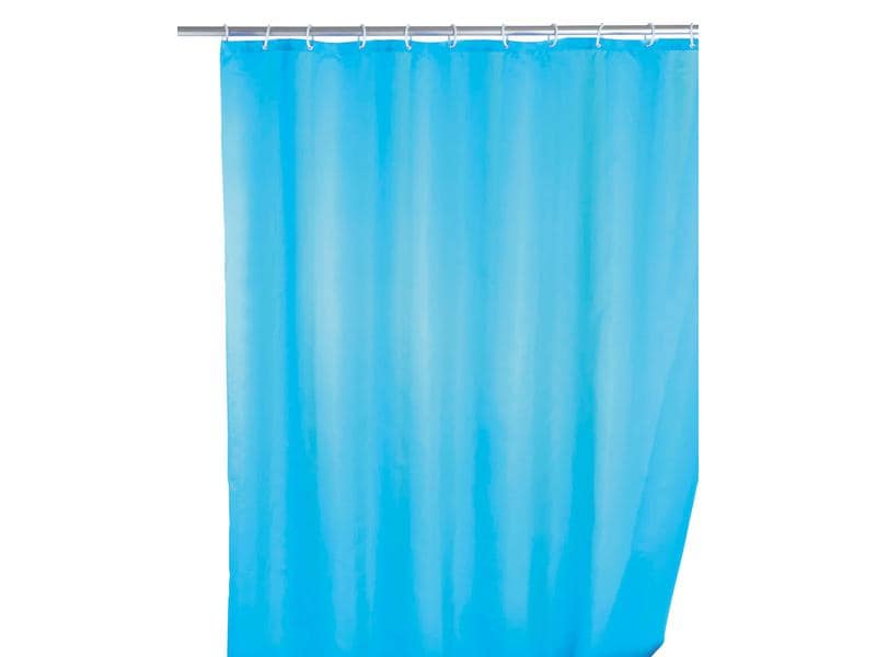 Wenko Duschvorhang Anti-Schimmel 180 x 200 cm, Blau Pflegeleichter Badevorhang