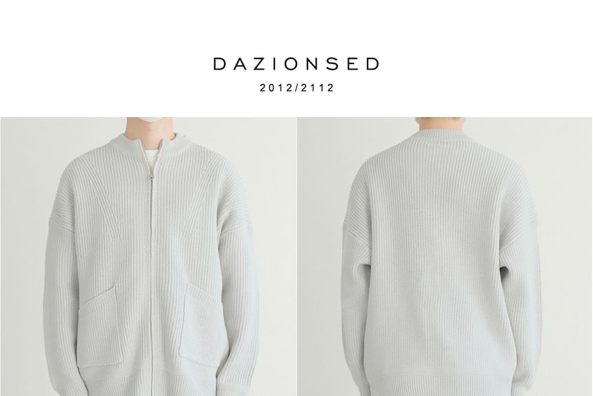 DAZO Studios - Ronde hals, effen geribbeld gebreid vest met rits