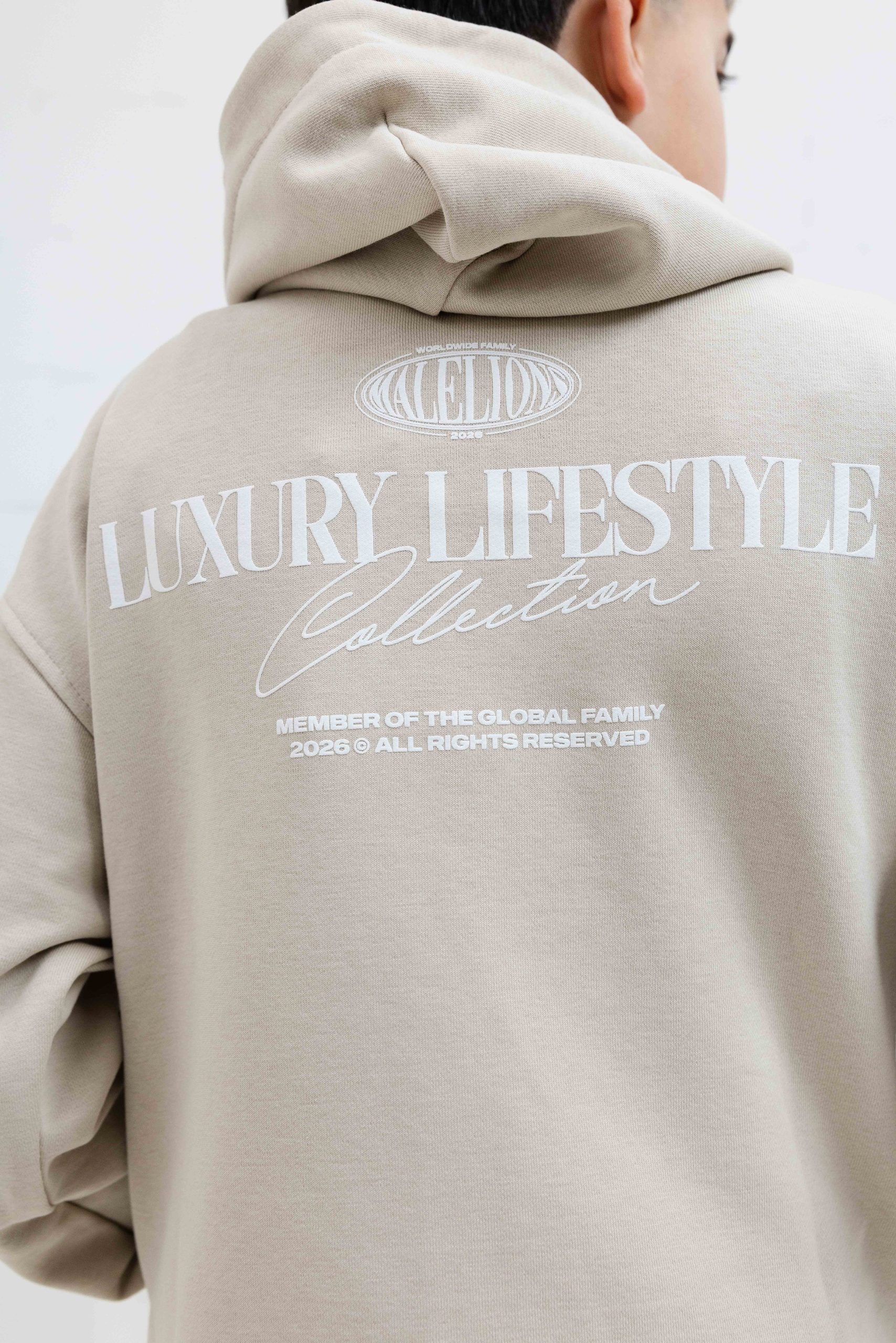 Malelions Relaxed Lifestyle Zip Hoodie Kids Beige