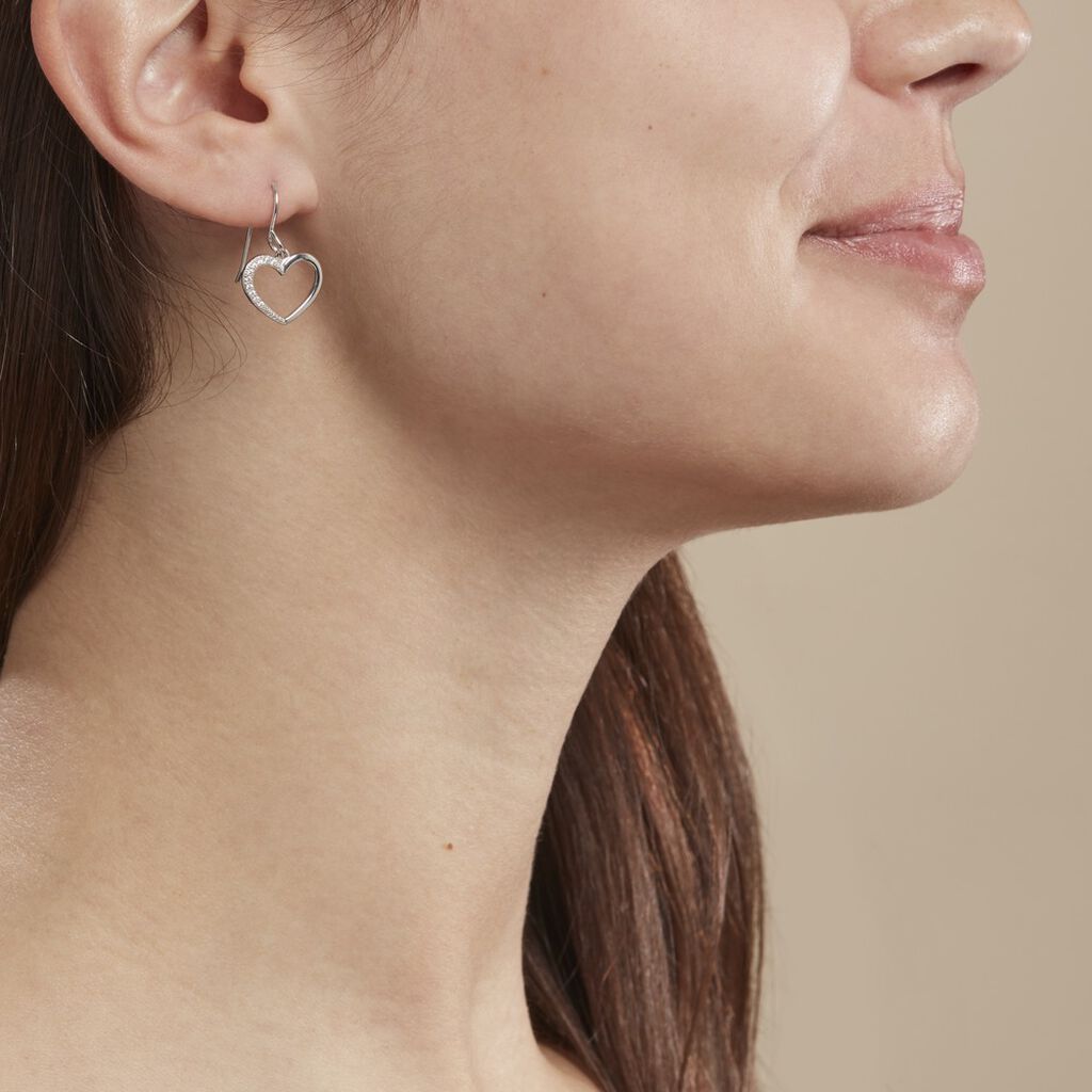 Boucles D'oreilles Pendantes Oflaz Argent Blanc Oxyde De Zirconium