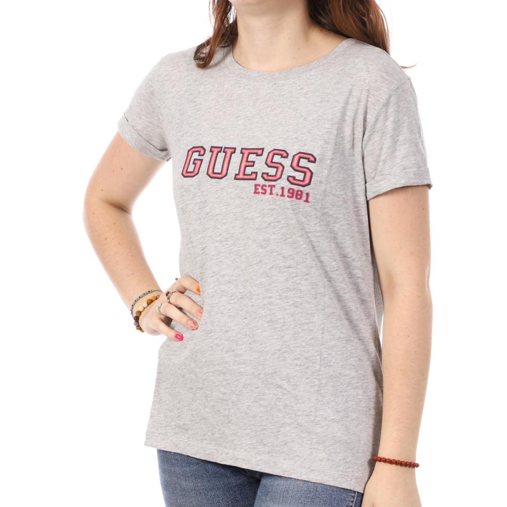 Guess T-shirt Gris Femme Guess College