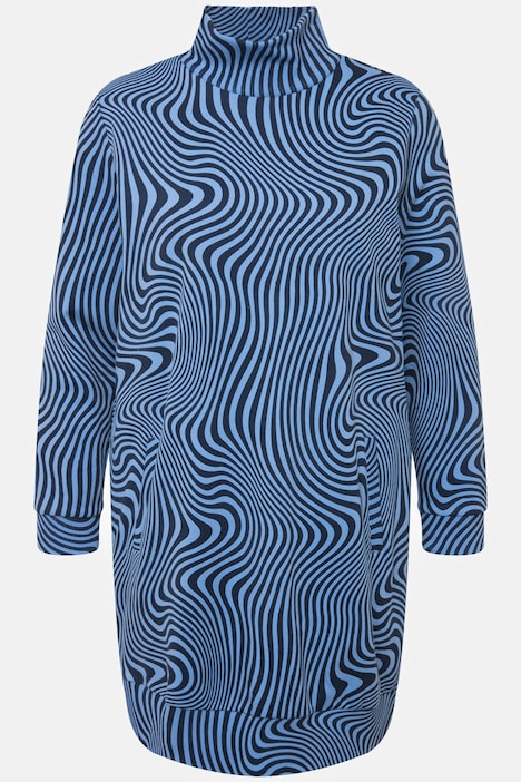 Loungewear-Kleid, Sterne, Stehkragen, Langarm