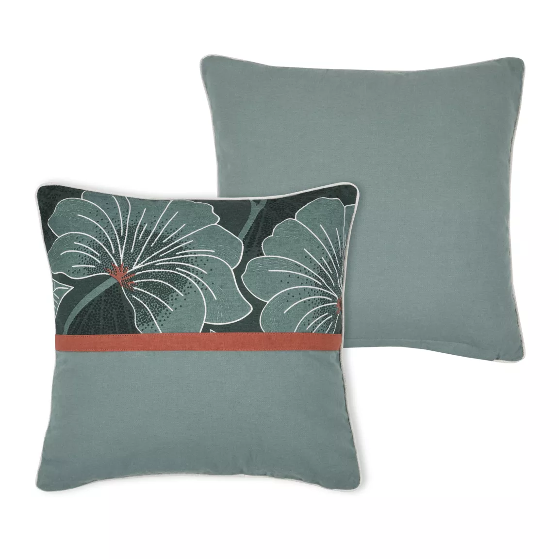 Coussin carré coton (40 x 40 cm) Parrot Vert émeraude