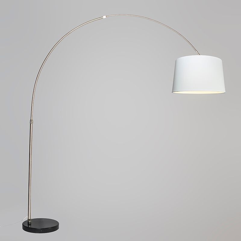 Booglamp staal stoffen kap wit 45 cm - XXL