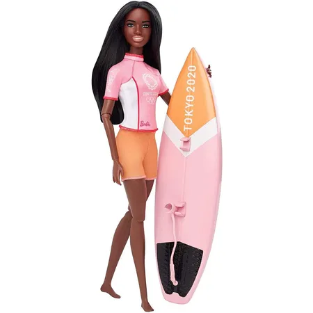 Barbie Olympic Games Tokyo 2020 Surfer-Puppe mit Outfit