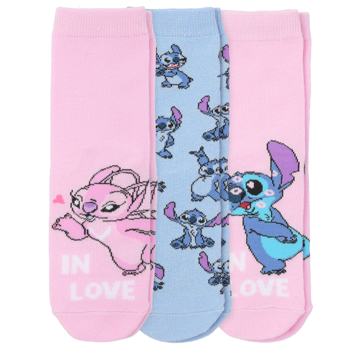 Topolino 3 Paar Disney Stitch Socken im Set rosa / hellblau