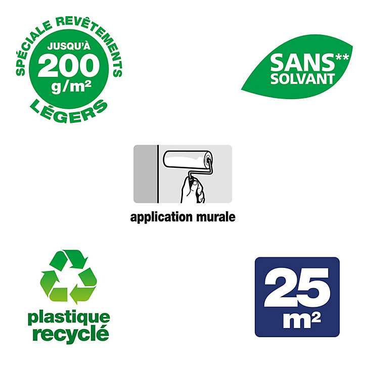Colle pour revêtements lisses de rénovations légers (jusqu'à 200g/m²) Quelyd pâte 5kg