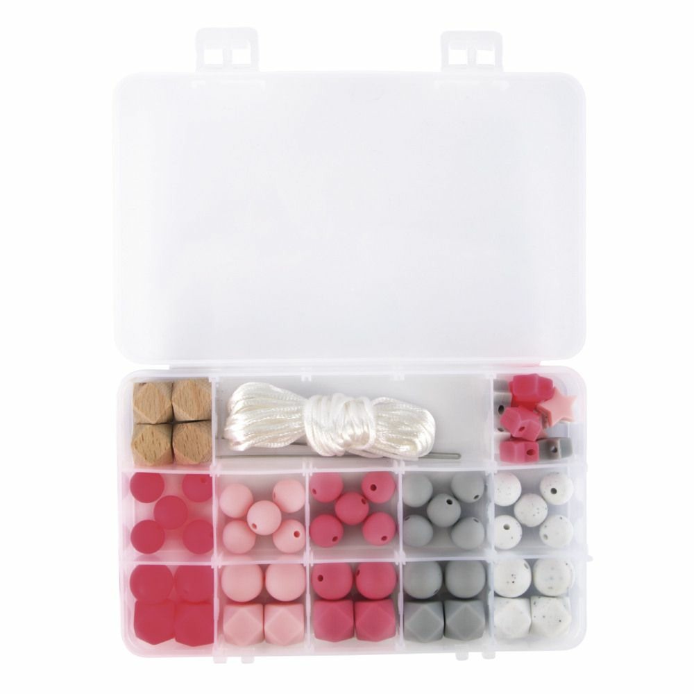 Coffret de perles en silicone - rose