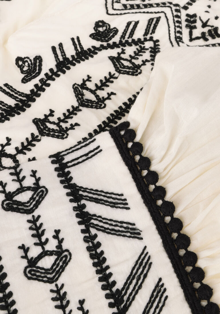 SUMMUM gebroken wit summum tuniek top cotton voile with contrast coler embroidery