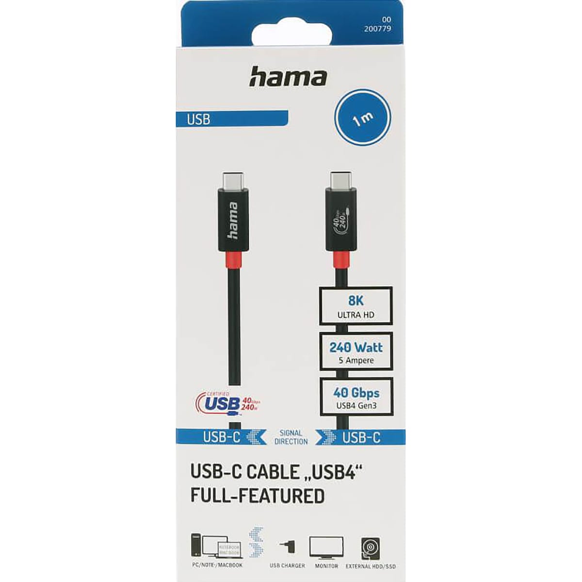 Hama USB-C 4 kabel (1 m)