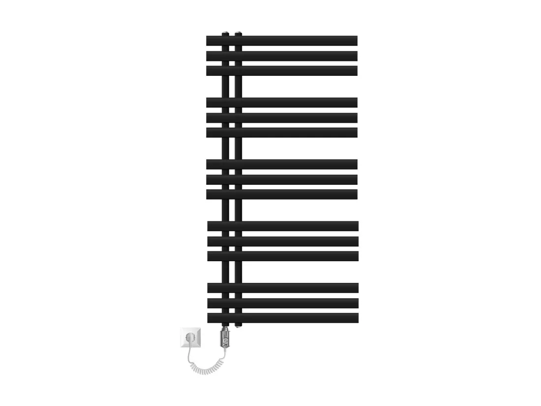 Radiateur design Iron EM noir mat en acier 60x120 cm avec tige chauffante 1200W