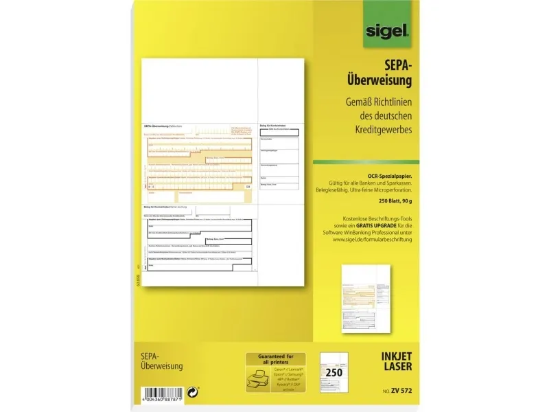 Sigel ZV572, 250 ark, A4, 90 g/m², Hvid