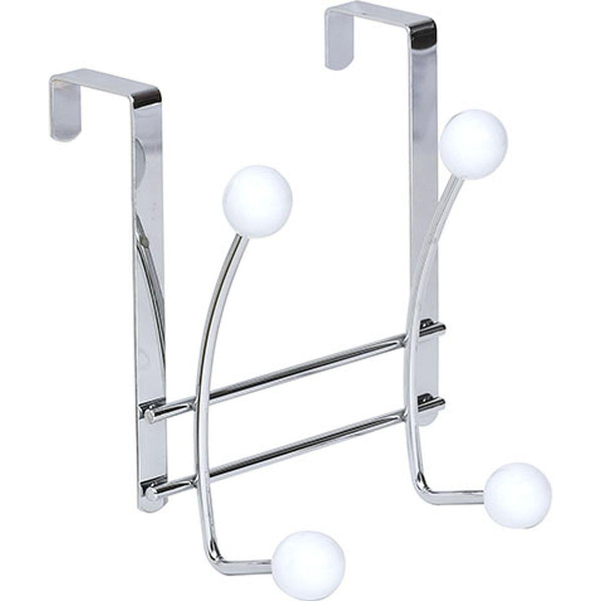 PATERE METAL 4 CROCHETS CHROME BLANC