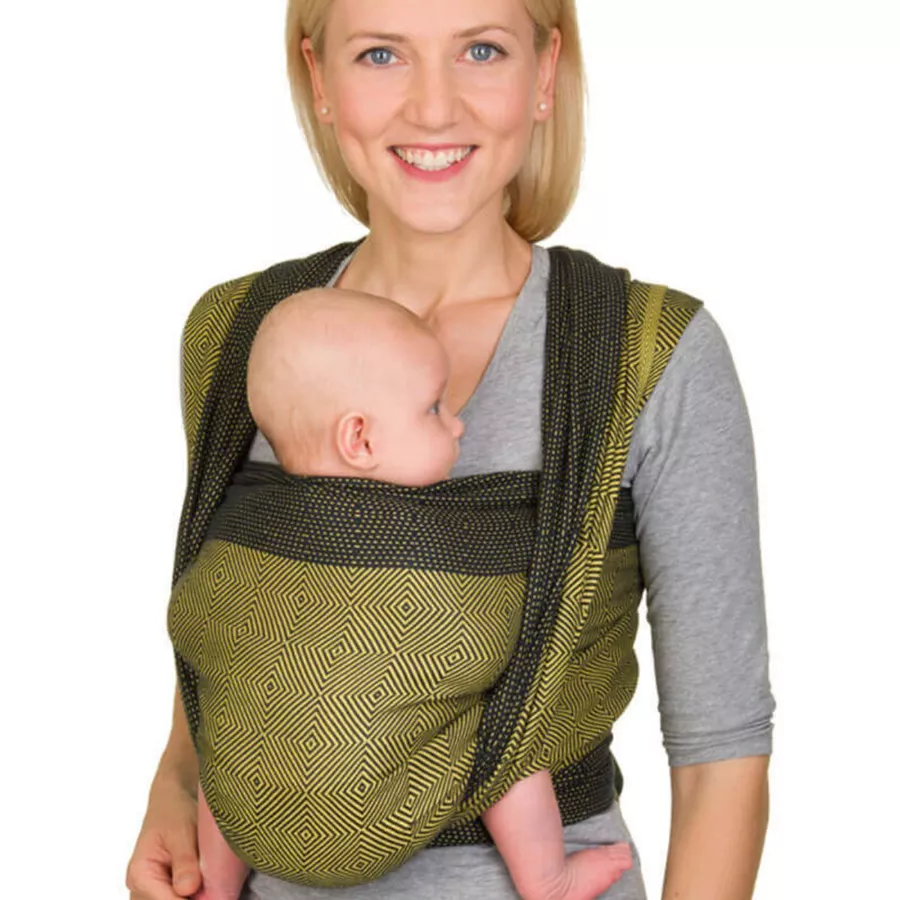 Hoppediz Babytragetuch Gewebtes Tragetuch Papamoa lemon