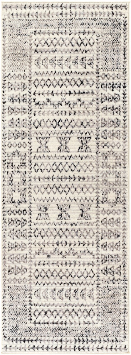 Scandinavisch Boho Halvloerkleed Wit/Zwart 80x220 cm OLIMPIA