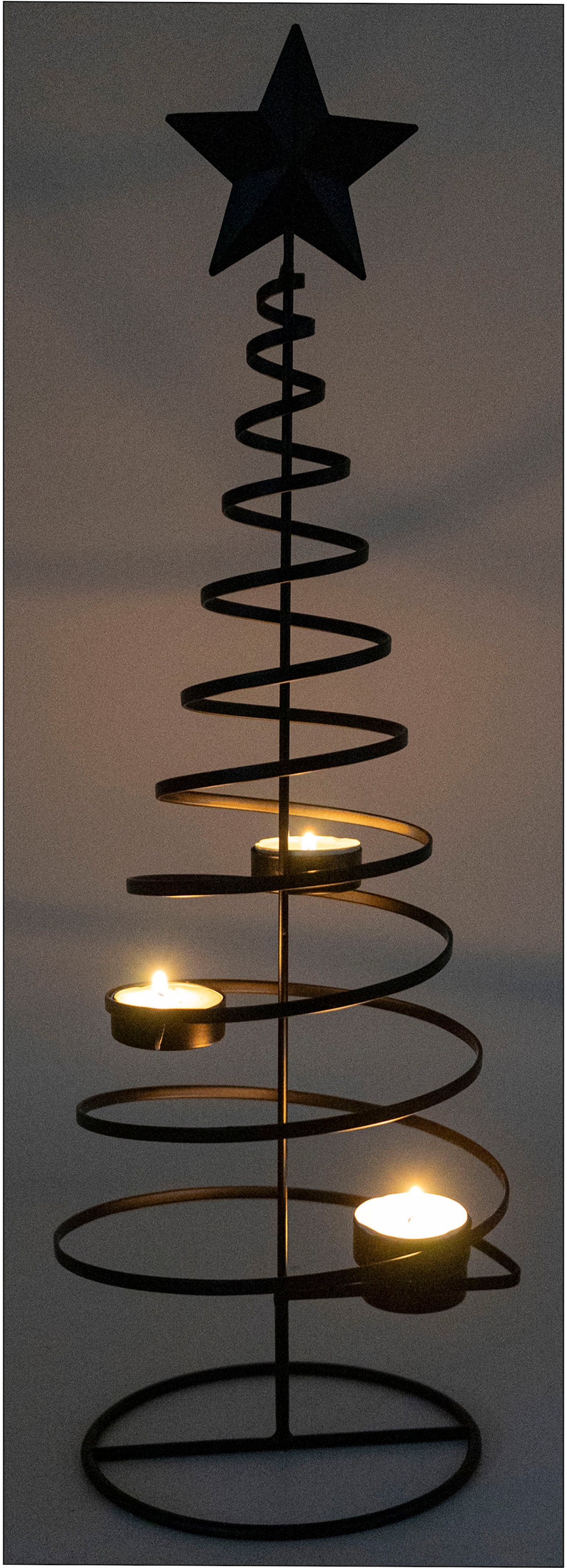 NOOR LIVING Kerzenhalter »Teelichthalter BAUM, aus Metall, mit Stern-Spitze« 4-flammig, Advendsleuchter, Höhe ca. 51 cm