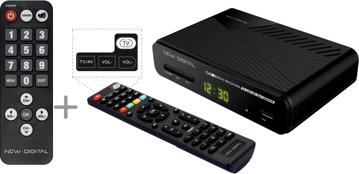New Digital T2-365 HD / UHD SENIOR 2in1 Décodeurs TNT/SAT