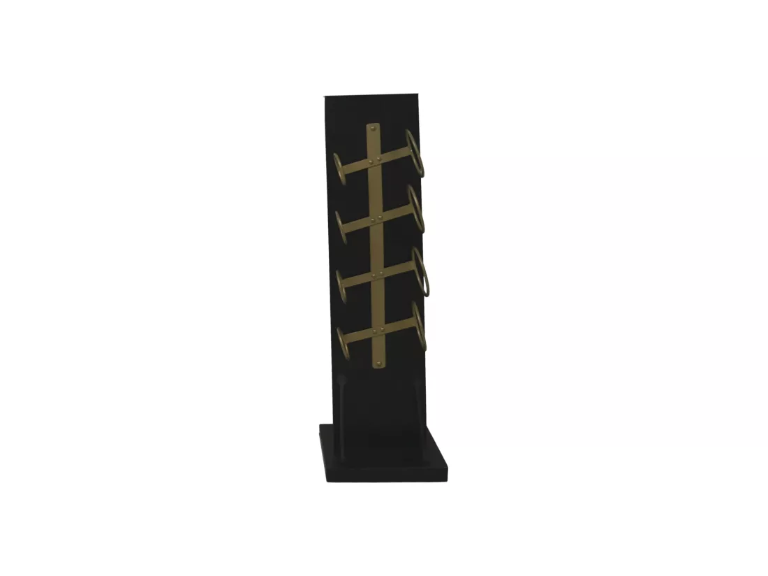 Porte-vin debout 4 bouteilles - 25x25x80 - Noir-Doré - Mangowood-Métal