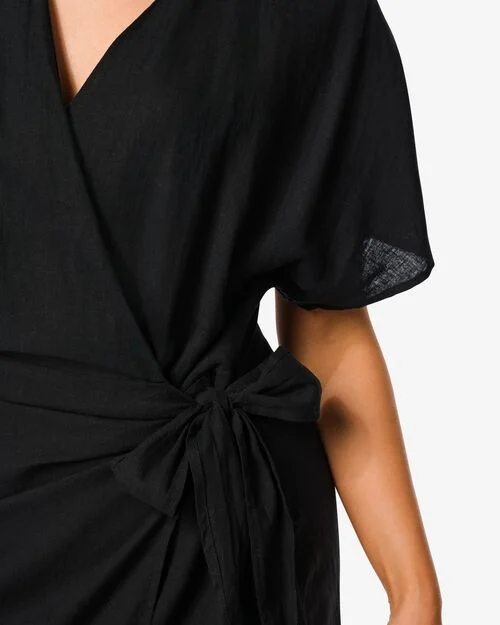 robe portefeuille femme Raiza avec lin noir