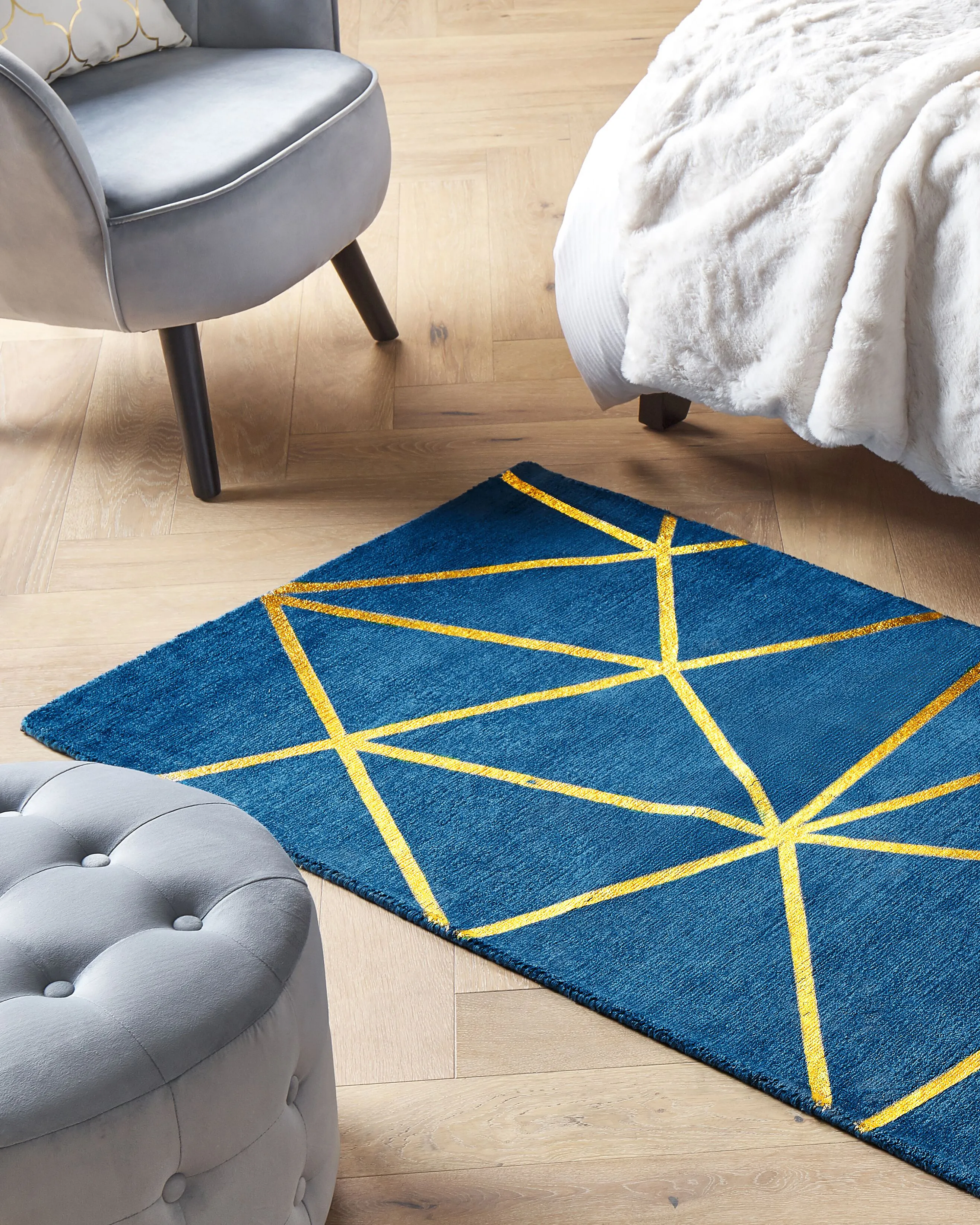 Vloerkleed HAVZA Blauw 80 x 150 cm Viscose