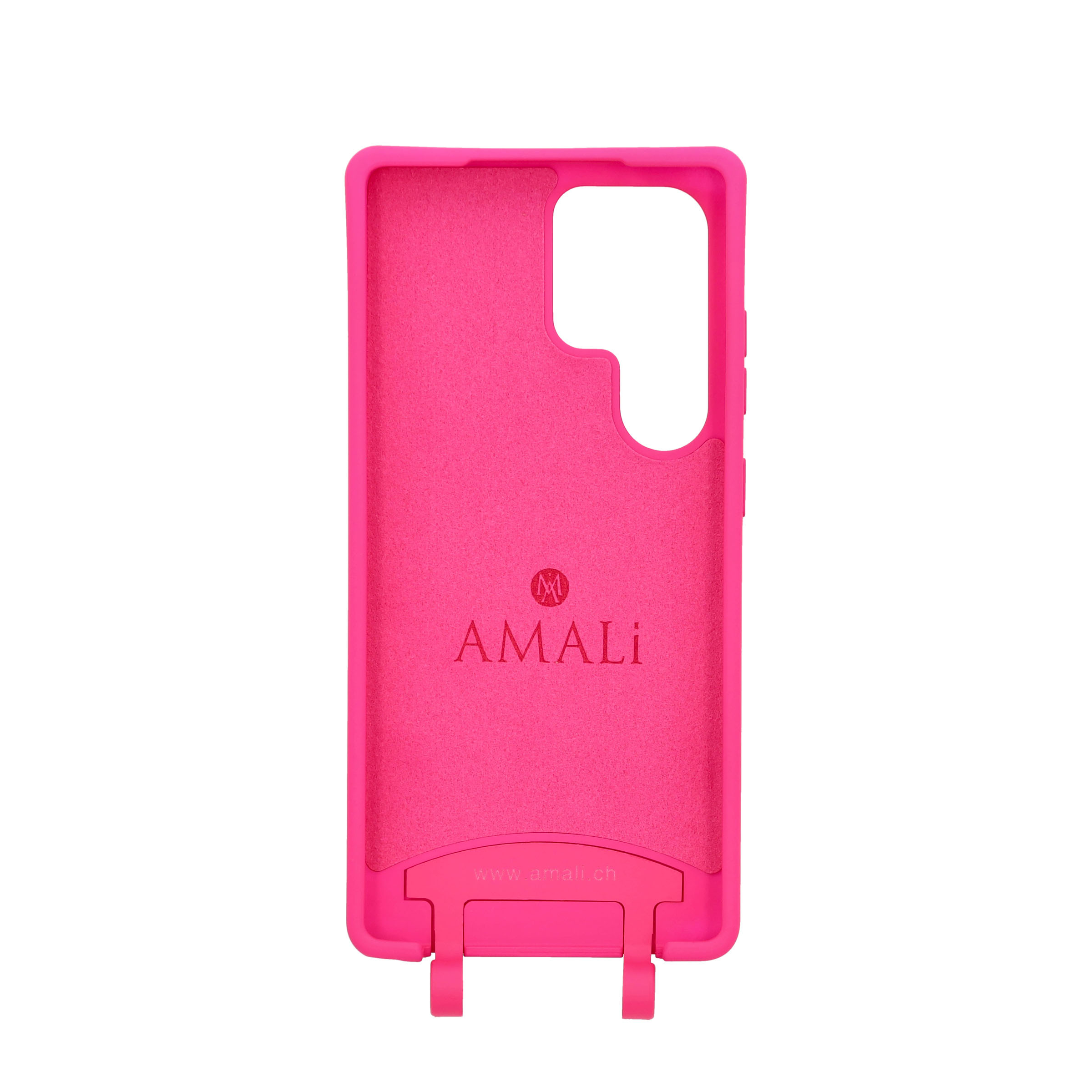 Samsung Galaxy S25 Ultra Handy Hülle Elegantes Case mit abnehmbarem Necklace Adapter - Hot Pink / Silver