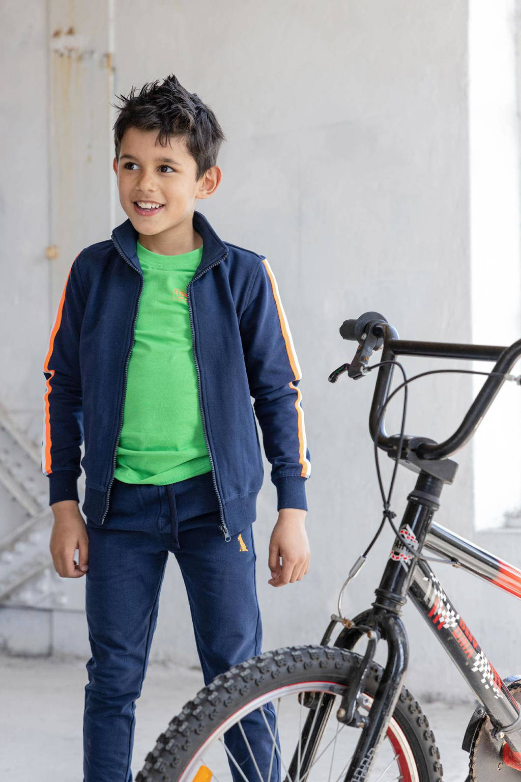 TYGO & vito sweatvest Vesper met contrastbies donkerblauw