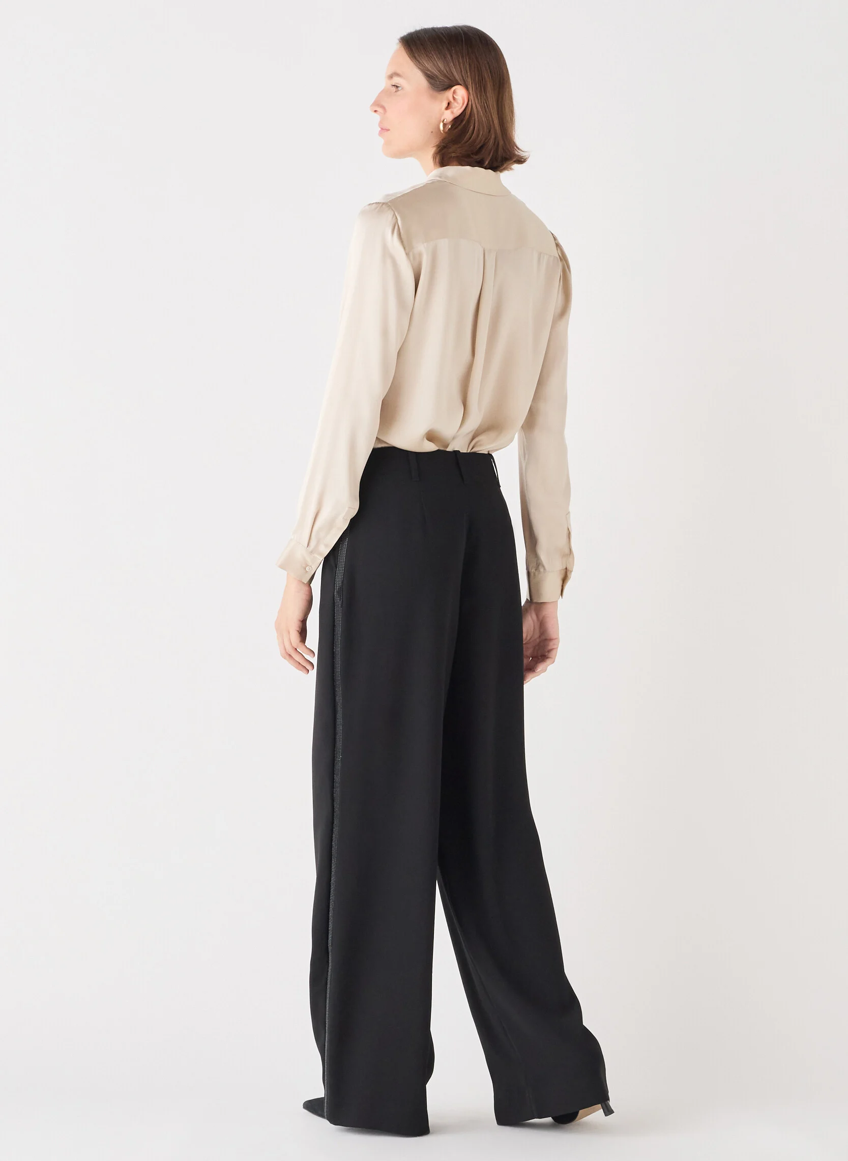 PRINCIPE2 - Pantalon large à strass | Noir