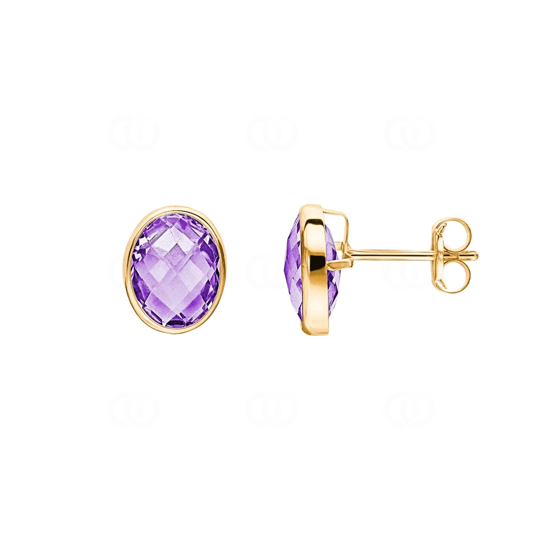 Ohrstecker 750/18 K Gelbgold mit Amethysten oval