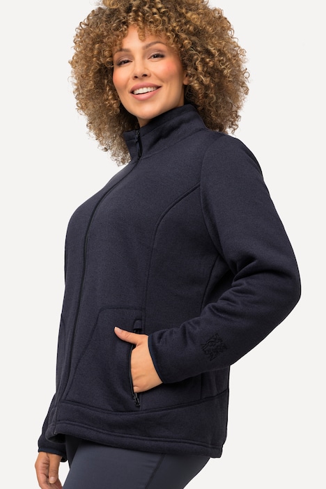 Strickfleece-Jacke, Teddyfleece, Stehkragen, Zipptaschen