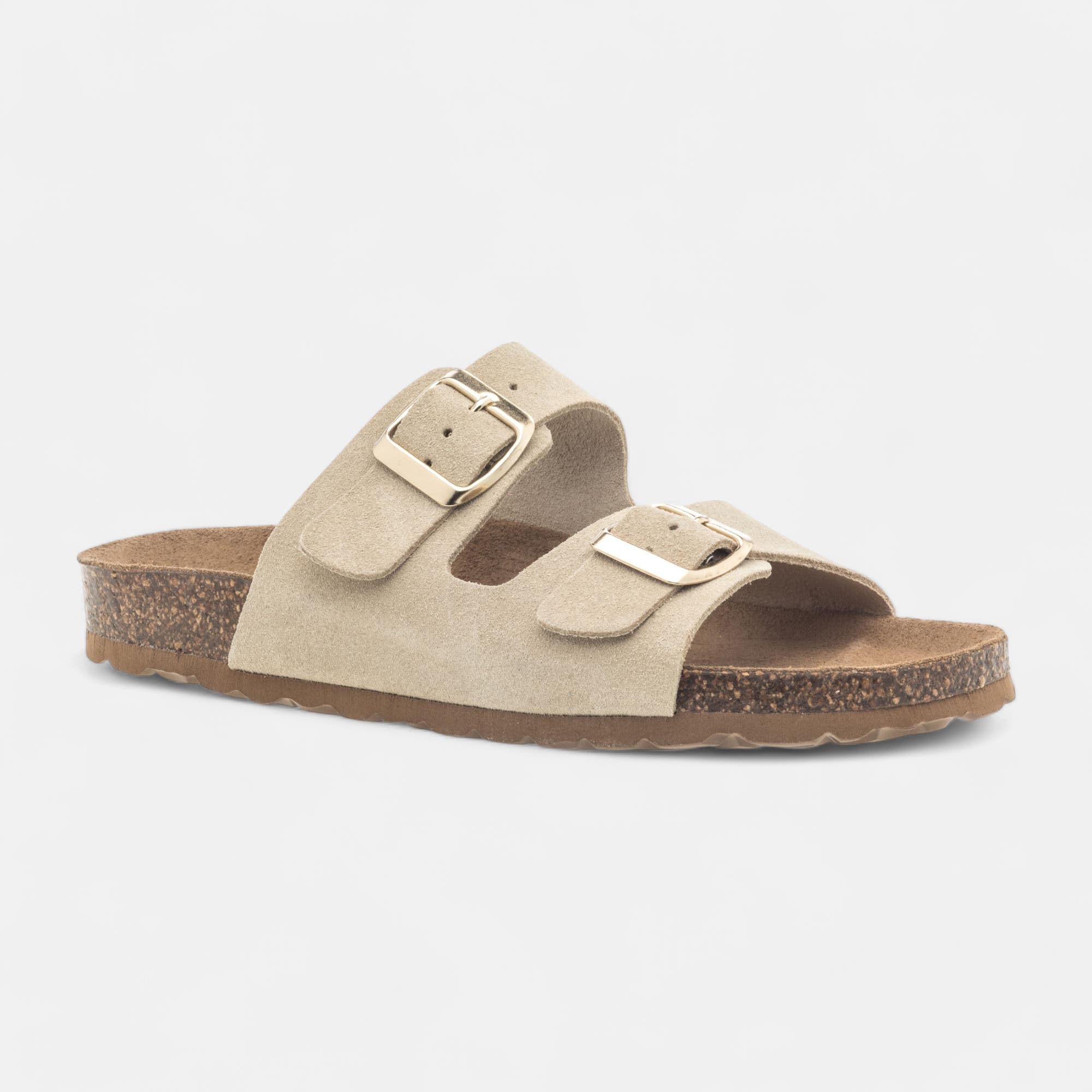 Mules semelle liège Femme en cuir beige