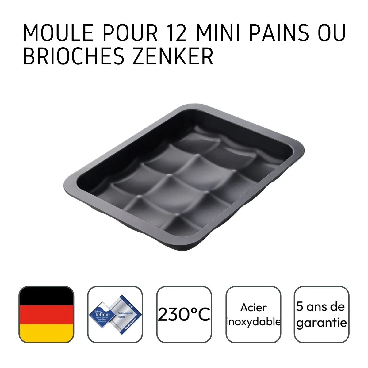 Moule 12 mini pains ou brioches Black Metallic Zenker