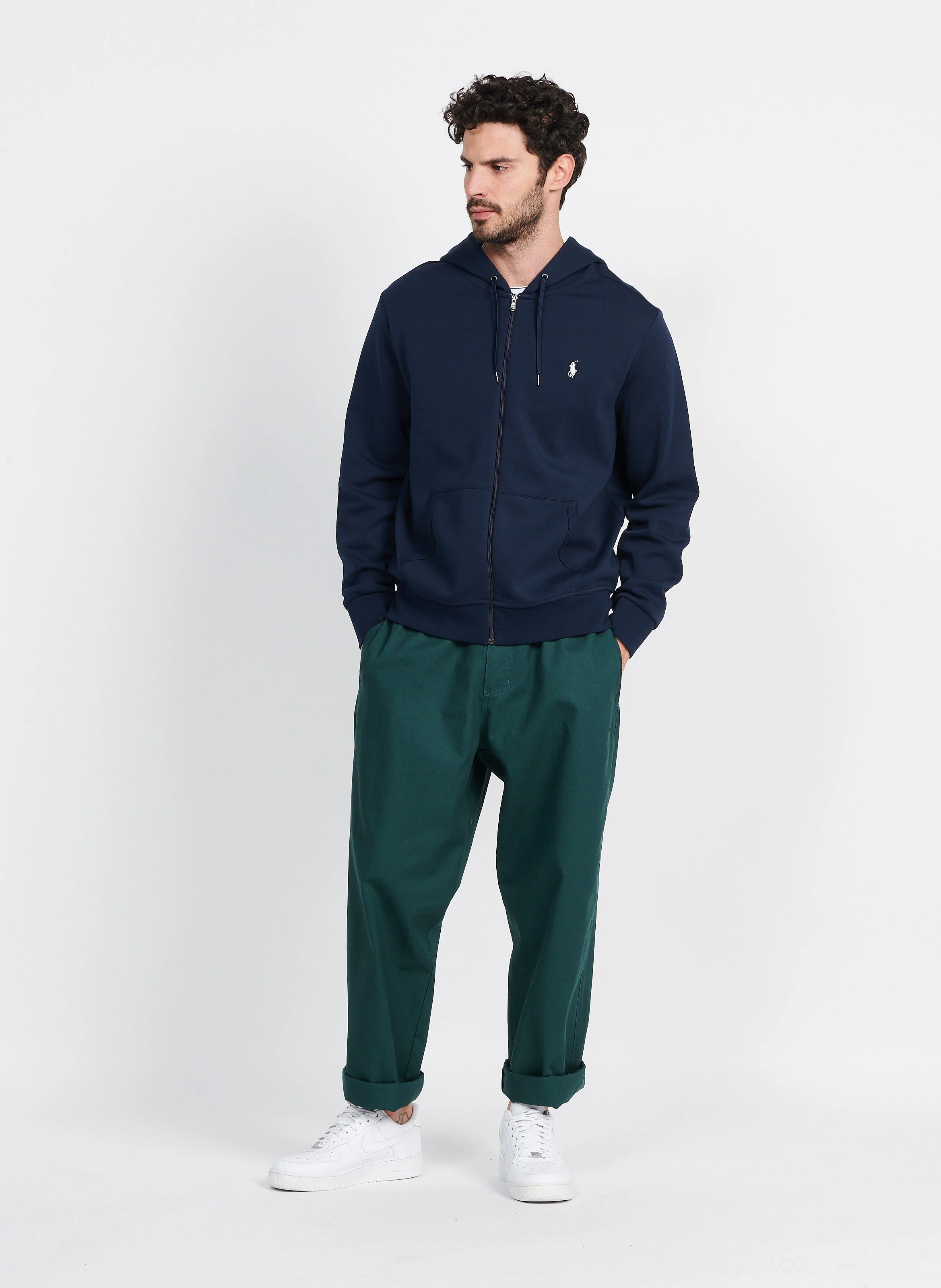Pantalon droit en coton| Vert