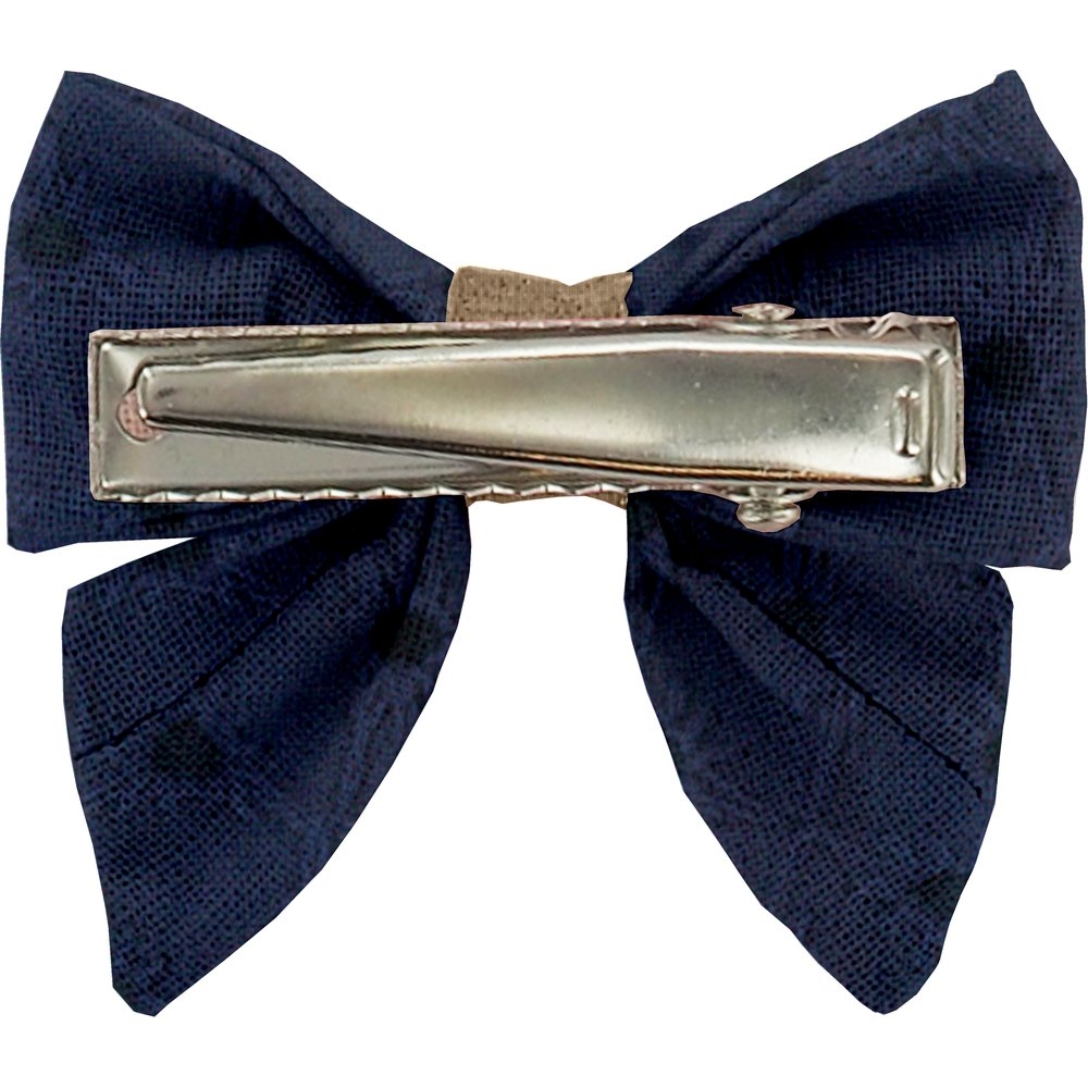 Barrette Mini Noeud Papillon Broderie Anglaise Marine