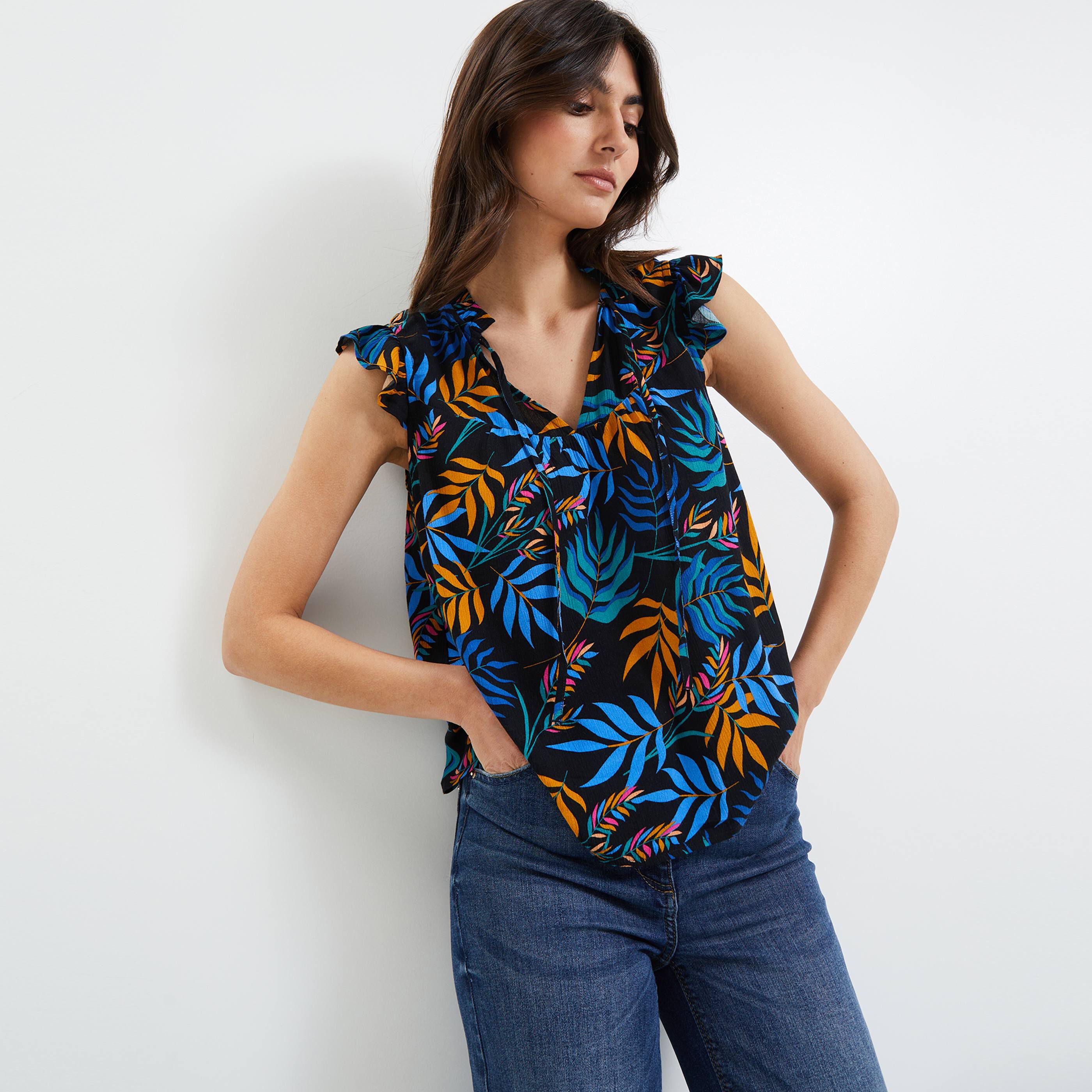 Blouse imprimée femme - NOIR