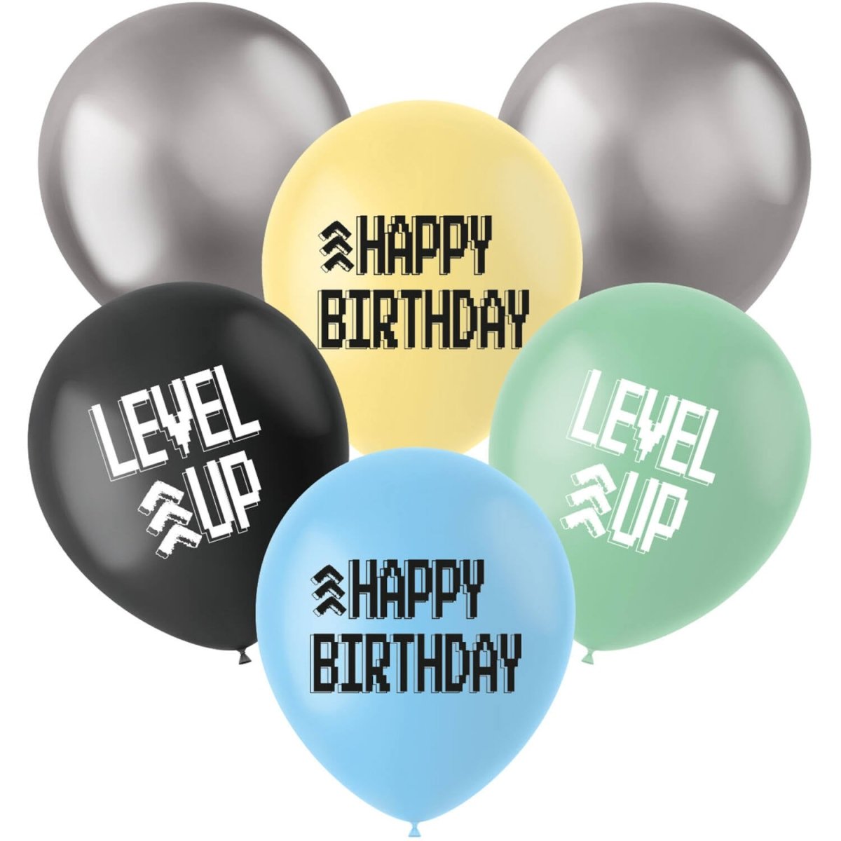 Gaming Party Ballonnen Happy Birthday 33cm 6st