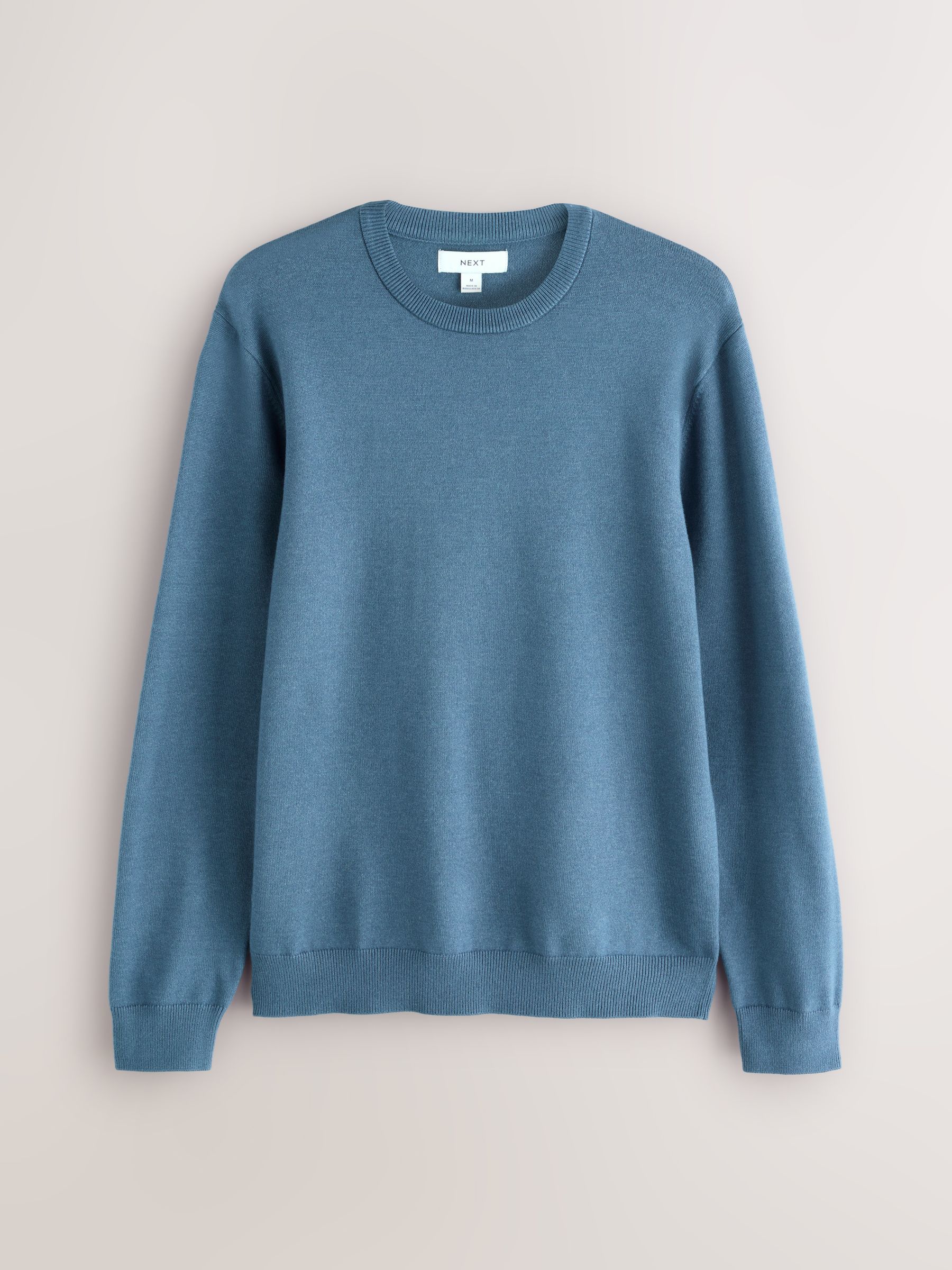 Blauw - Regular Fit Soft Touch Crew Neck Jumper