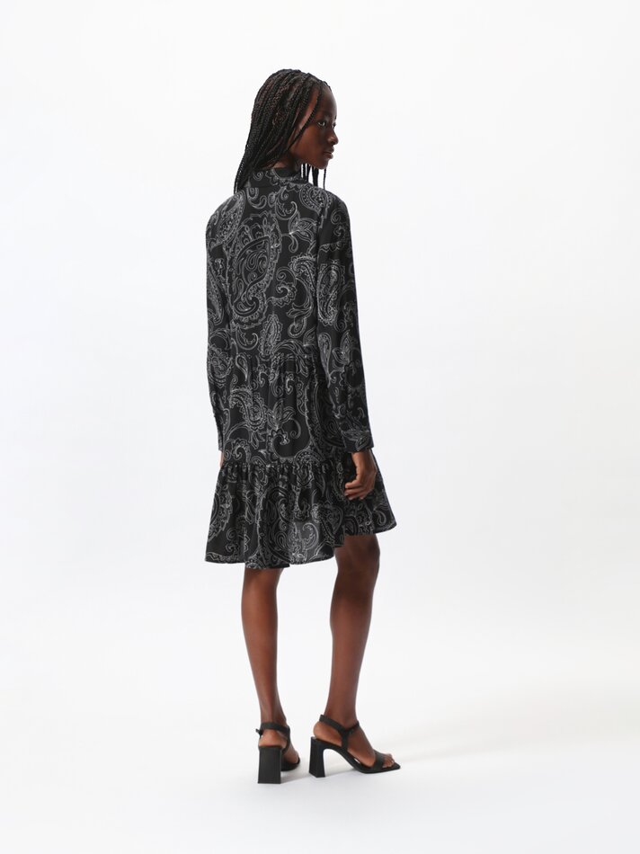 Vestido camisa de manga comprida - Preto