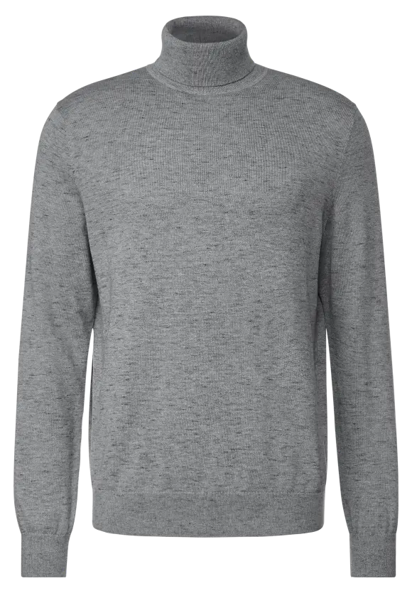 Basic Rollkragen Pullover - stone grey melange
