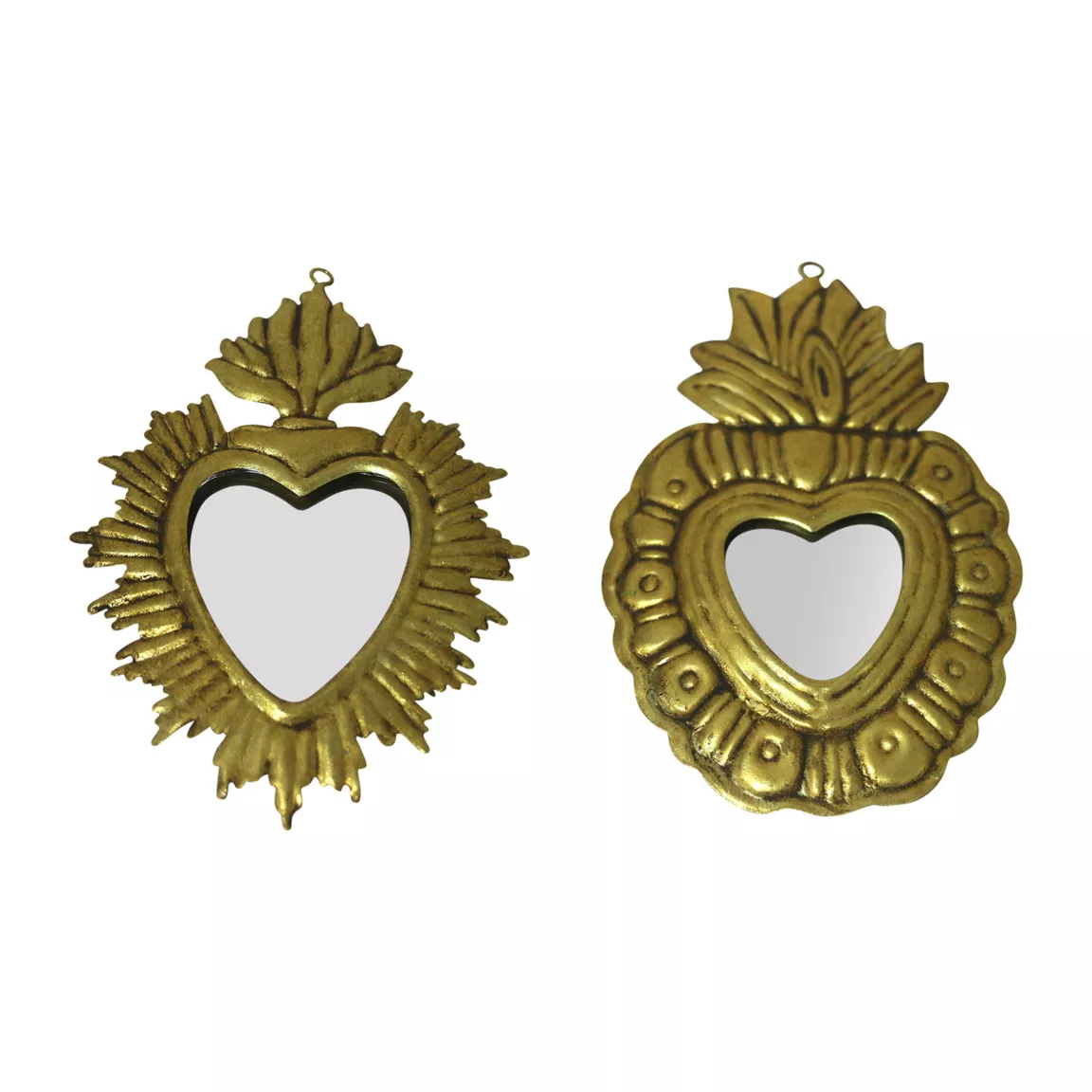 Lot de 2 miroirs métalisés Ex-Voto (H18 cm) Cœur Or