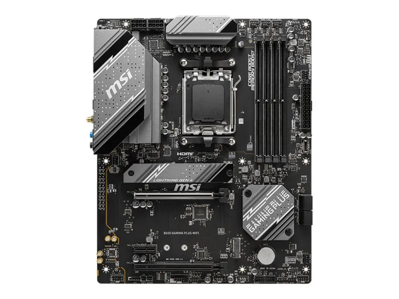 MSI - Bundkort - ATX - Socket AM5 - AMD B650 Chipset - USB 3.2 Gen 1, USB-C 3.2 Gen2, USB 3.2 Gen 2, USB-C 3.2 Gen 2x2 - 2.5 Gigabit LAN, Wi-Fi 6E, Bluetooth - onboard grafik (CPU påkrævet) - HD Audio (8-kanaler)