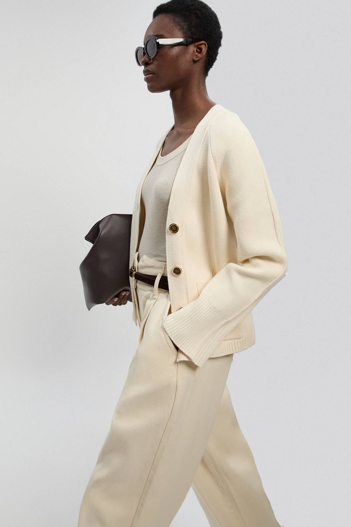 KarenMillen Cardigan Boutonné En Coton Tricoté