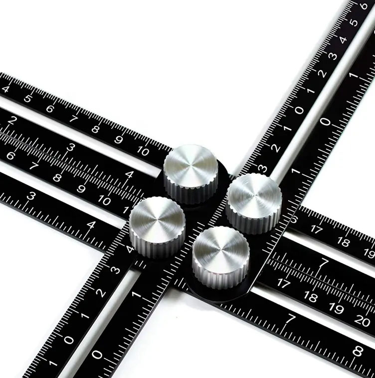 (30cm) Aluminium Winkelmesser Klapplineal Streichmass Anreisslehre Mess Werkzeug für Heimwerker - Schwarz