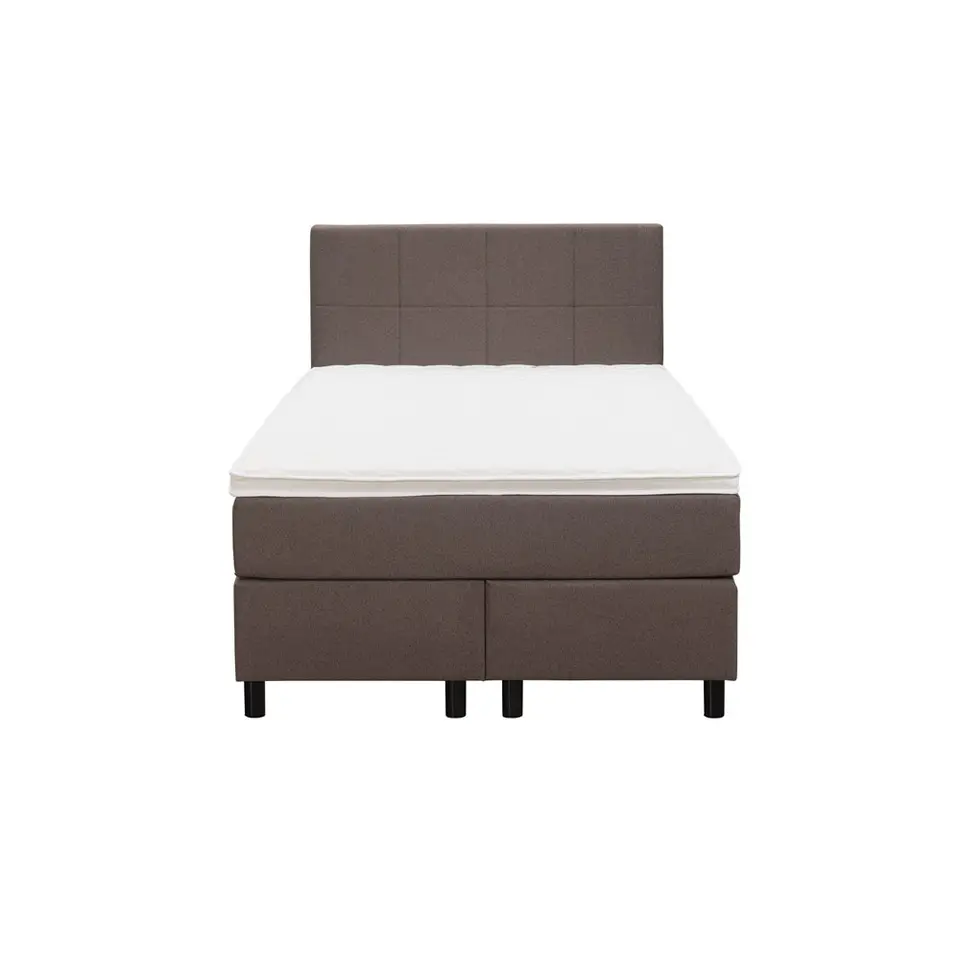 Boxspring Liv geblokt - donkerbruin - 120x200 cm - ronde poot