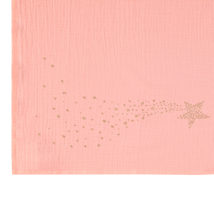 Lot de 3 langes en gaze de coton motif plumes