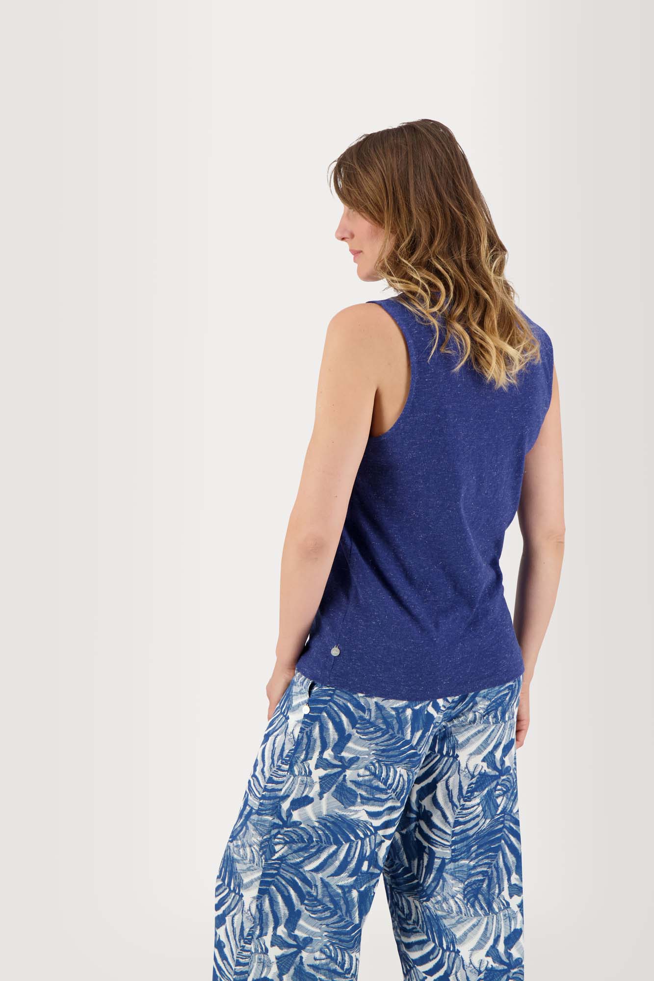Débardeur Femme Col V Coton Marine